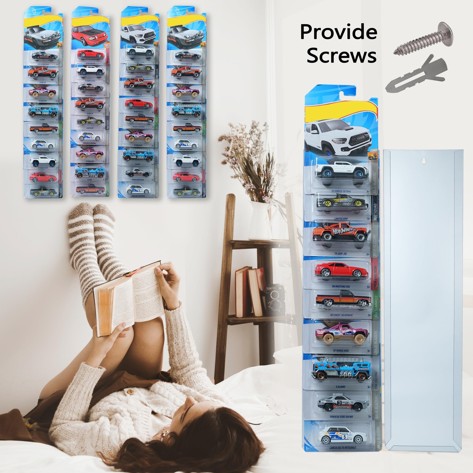 5 Pcs Diecast Display Case for Hot Wheels Matchbox Wall Mount Car Storage Shelf