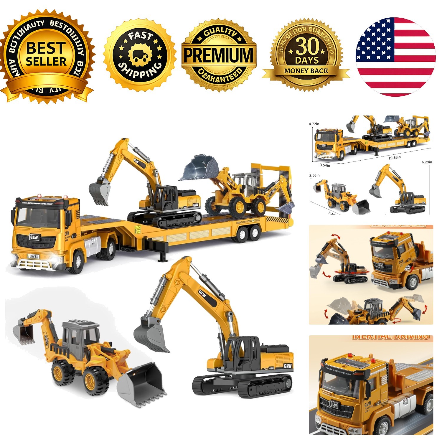 Construction Carrier Trucks Toy Set Alloy Inertia 1:40 1:55 Model Vehicles