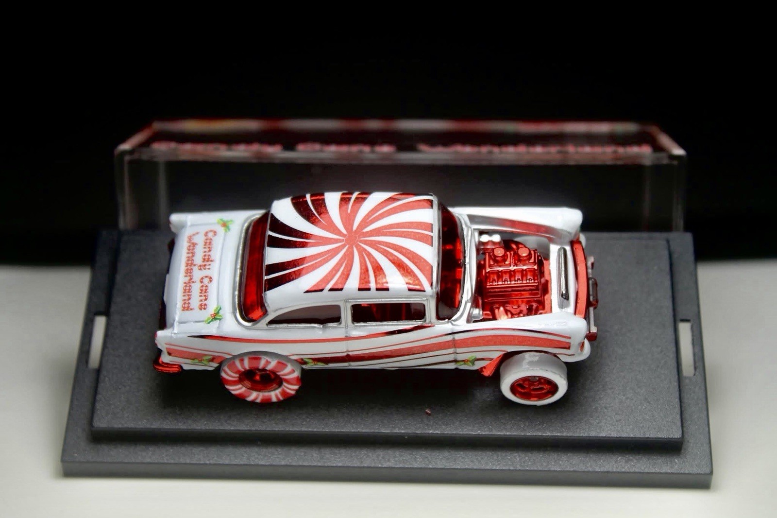 Hot Wheels 55 Chevy Bel Air Gasser White With Red Chrome Details CUSTOM Replica