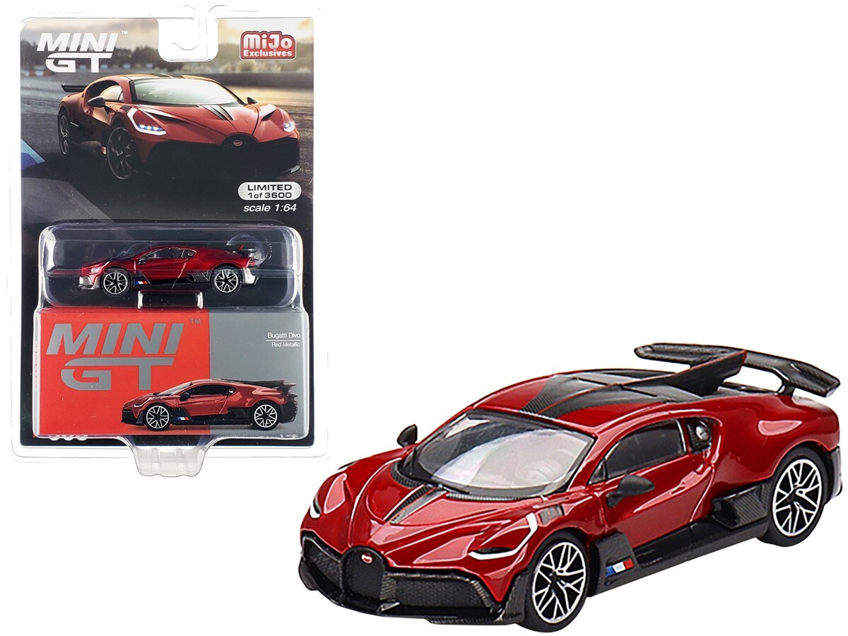 Mini GT Bugatti Divo Carbon Red Metallic Metal Diecast Car Model 1/64