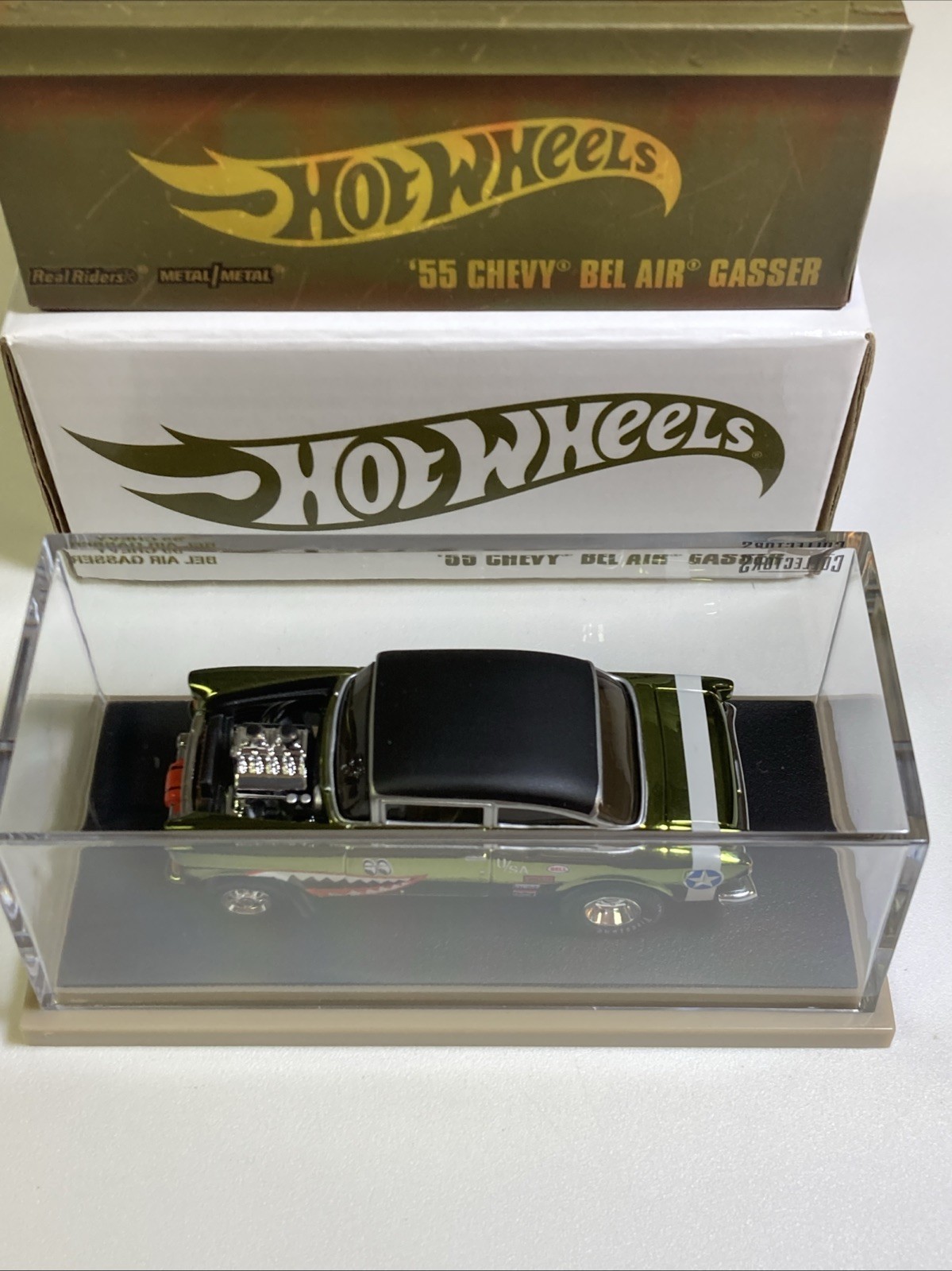 HOT WHEELS 2019 RLC REDLINE CLUB ’55 CHEVY BEL AIR GASSER FLYING TIGER OLIVE