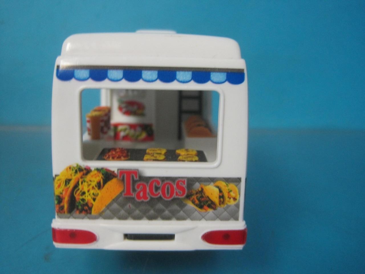 LOT OF 3 KINSFUN TACO FOOD TRUCK DIE CAST METAL PULLBACK ACTION TOY CAR VE-TACTR