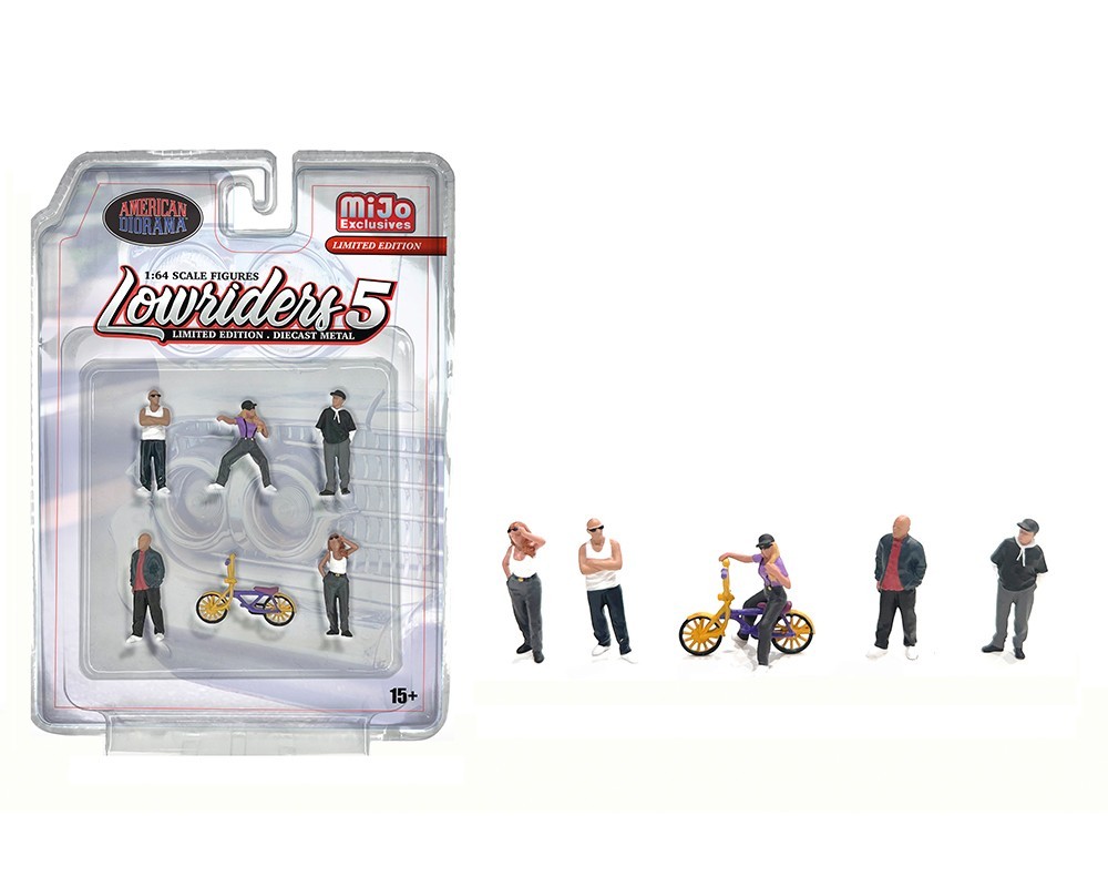 American Diorama Lowriders 5 Diecast Figure 6pcs Set 1:64 AD-2427