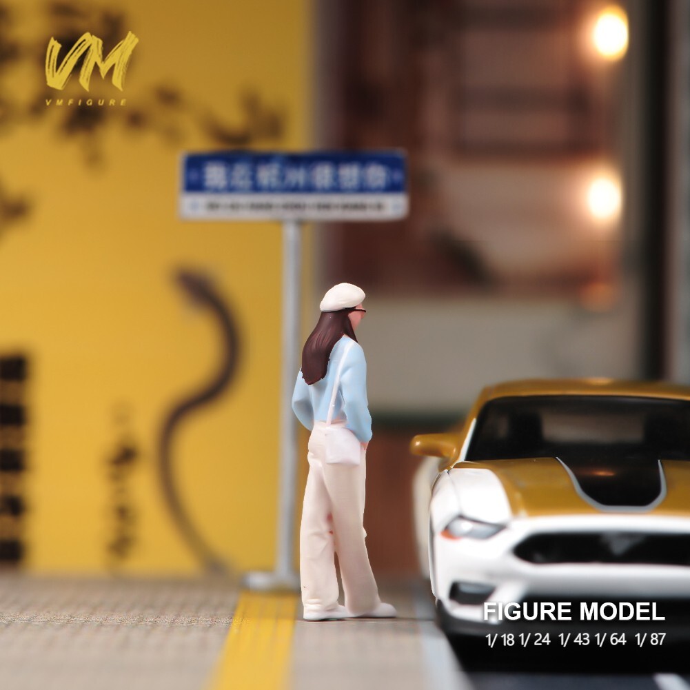 Resin 1/18 1/24 1/43 1/64 1/87 White Beret Girl painted Mini Figure Model Toys