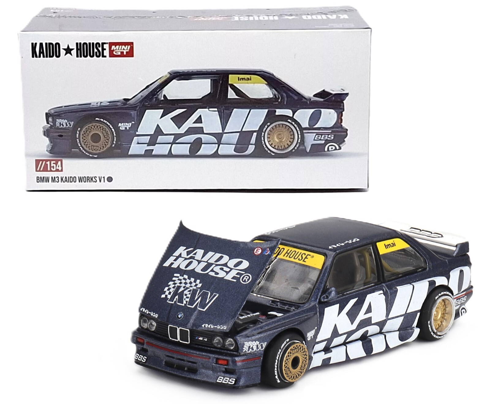 Kaido House x Mini GT 1:64 BMW M3 (E30) Kaido Works V1 Dark Blue KHMG154