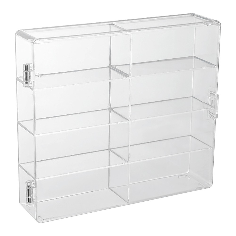Clear Acrylic 1/64 Scale Toy Car Display Case Box With Dustproof Door for 8 Cars