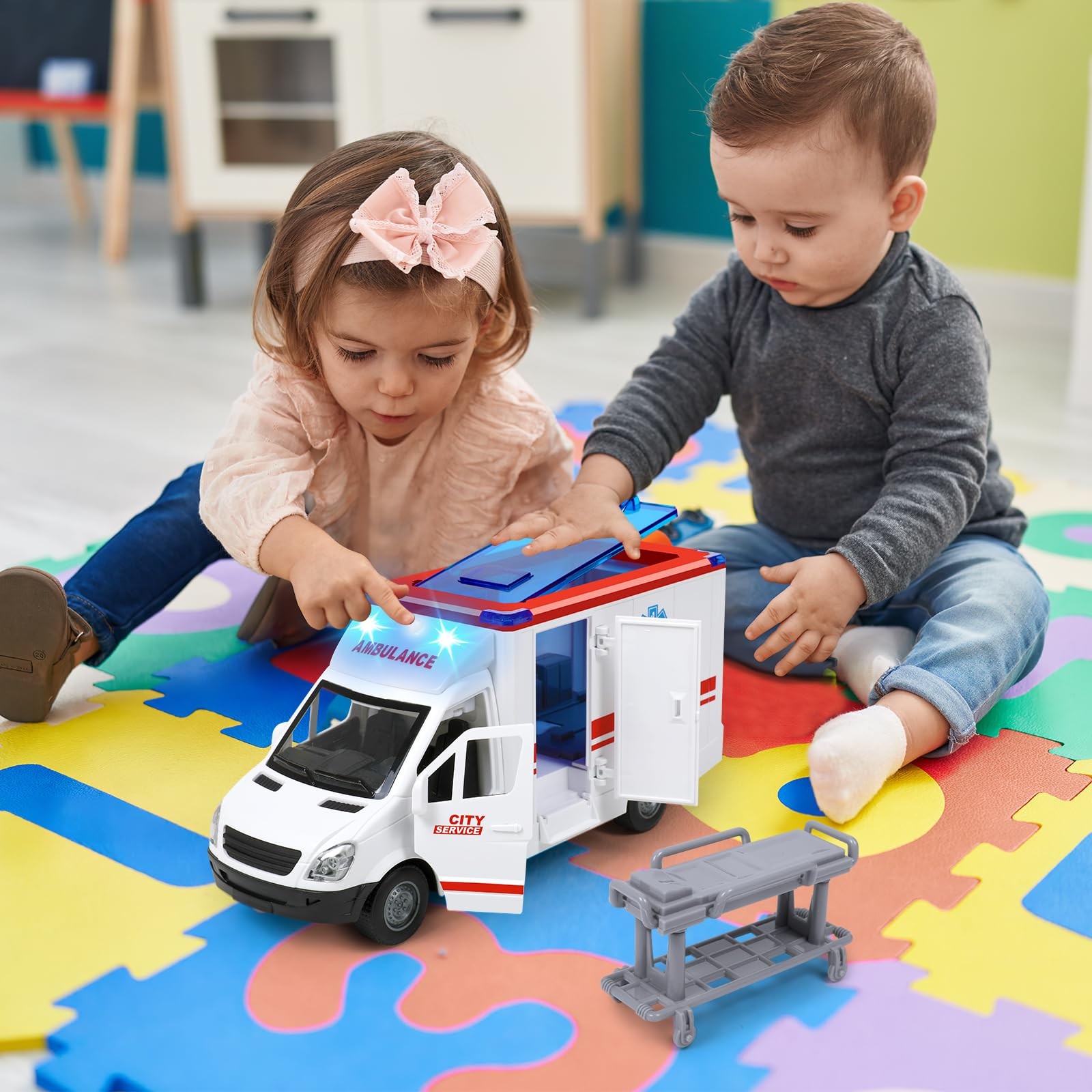 Toy Ambulance Boys Age 35 With 4 Different Flashing Lights & Sound, Back And …