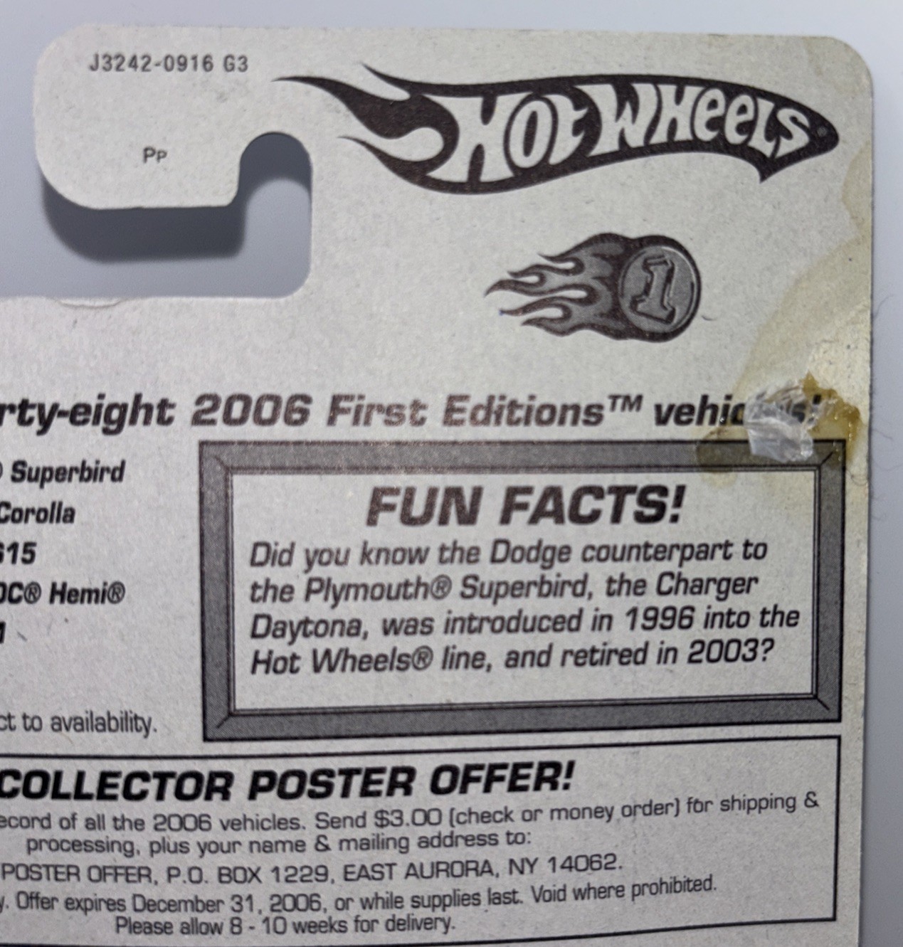 Hot Wheels 2006 First Editions ‘70 Plymouth Superbird Lot Blue And Yellow #1/38