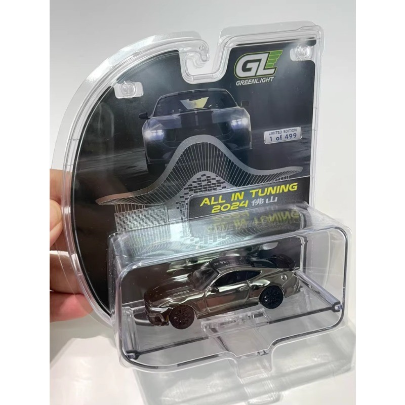 2PCS Greenlight 1:64 Dodge Challenger Srt Hellcat Ford Mustang GT Chrome Car