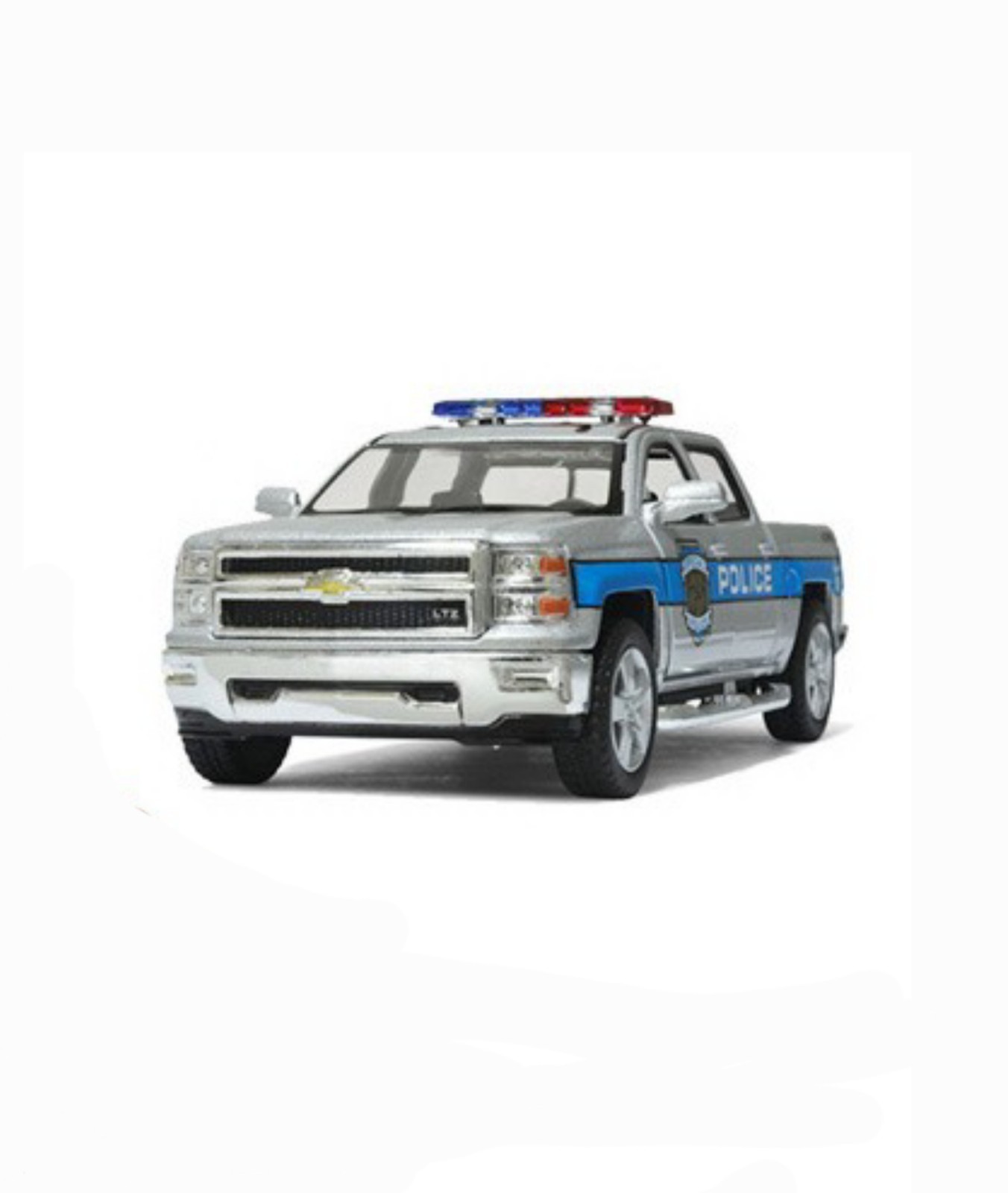 5381DPR BY Kinsmart 5″2014 Chevrolet Silverado. Police Pick-up 1:46 Silver Color