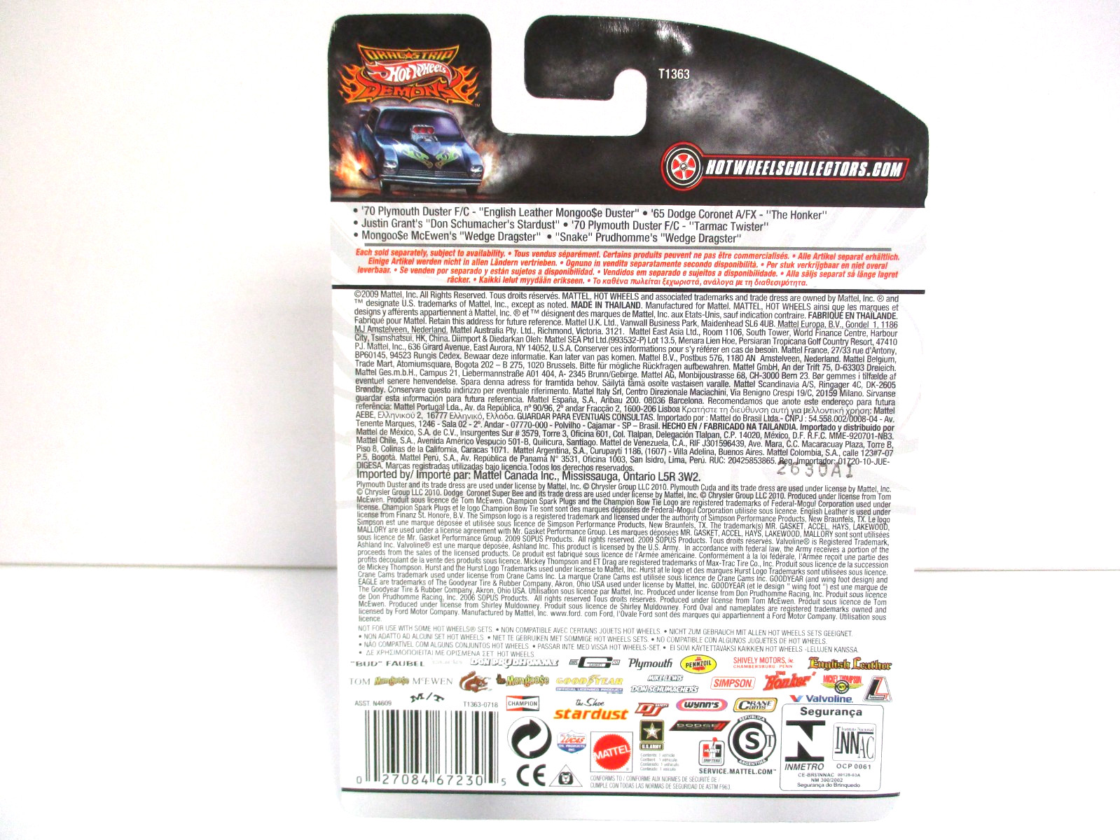 HOT WHEELS – DRAG STRIP DEMONS – TOM “MONGOOSE” McEWEN T/F WEDGE DRAGSTER