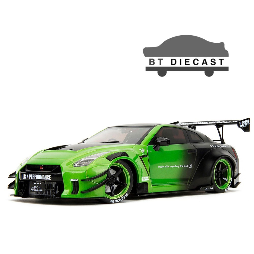 JADA PINK SLIPS NISSAN GT-R R35 LBWK LIBERTY WALK 1/18 GREEN / MATTE BLACK 35724