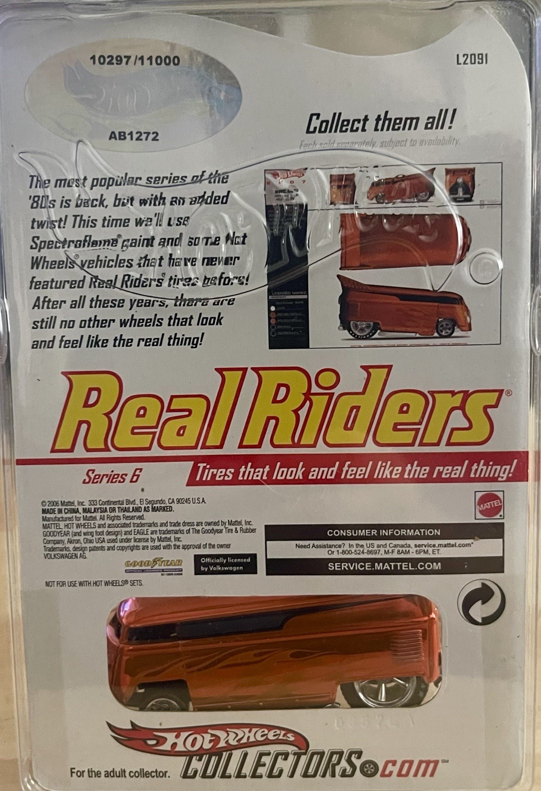 Hot Wheels Real Riders Volkswagen Drag Bus, Orange, Series 6, In Case #10297/11k