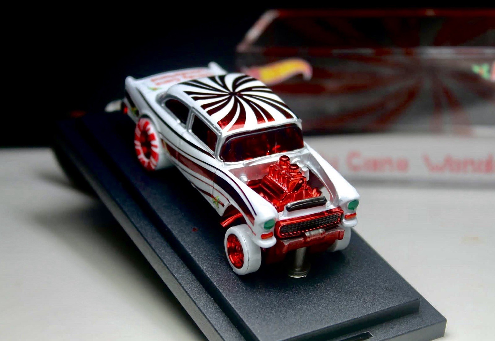 Hot Wheels 55 Chevy Bel Air Gasser White With Red Chrome Details CUSTOM Replica
