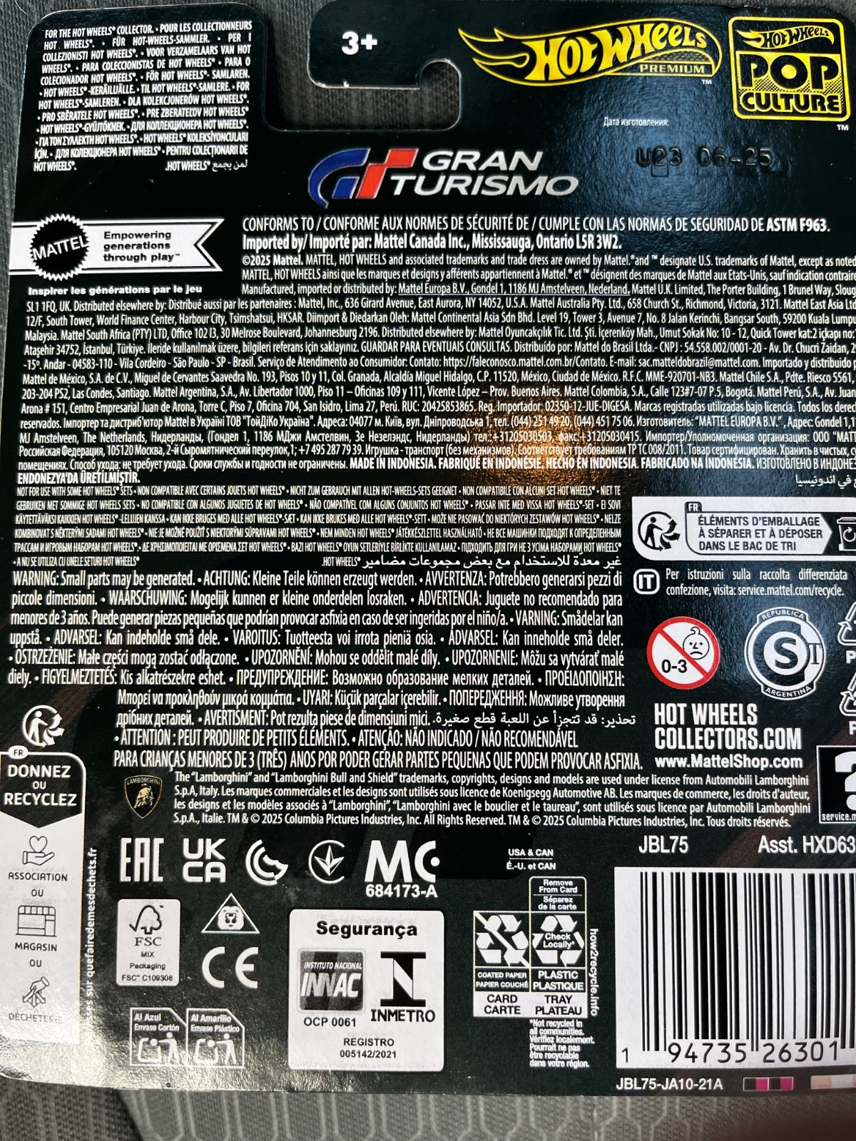 Hot Wheels Lamborghini Huracan LP620 Super Trofeo Gran Turismo HXD63-956L 1/64