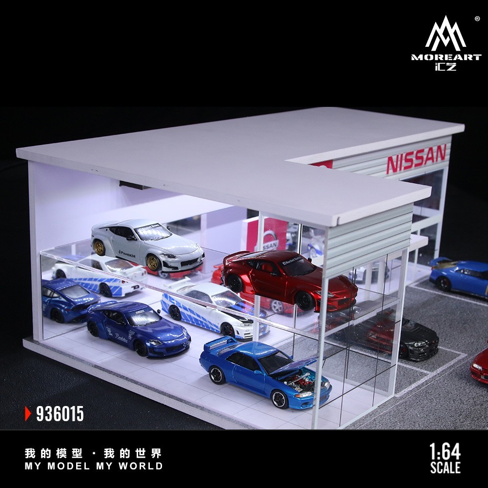 Diorama 1/64 Die-Cast Car Garage Model LED Car Exhibition Showroom Scene Gift US
