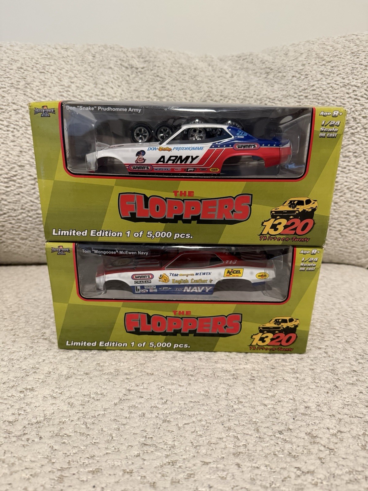 1320 THE FLOPPERS SNAKE MONGOOSE ARMY NAVY 1/24 FUNNY CARS NIB LIMITED EDITION