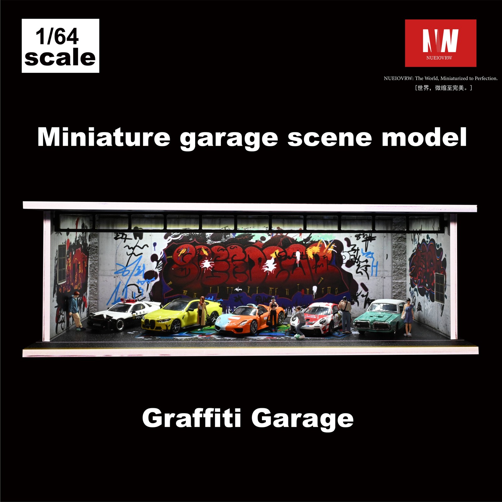 Diorama 1/64 Diecast Garage Showroom Model LED Parking Lot Model Display Case US