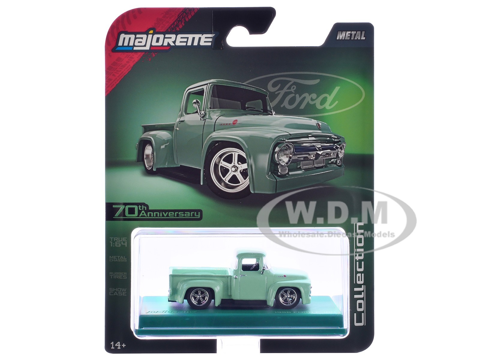 1956 FORD F-100 PICKUP LIGHT GREEN 1/64 DIECAST MODEL BY MAJORETTE 8505001019