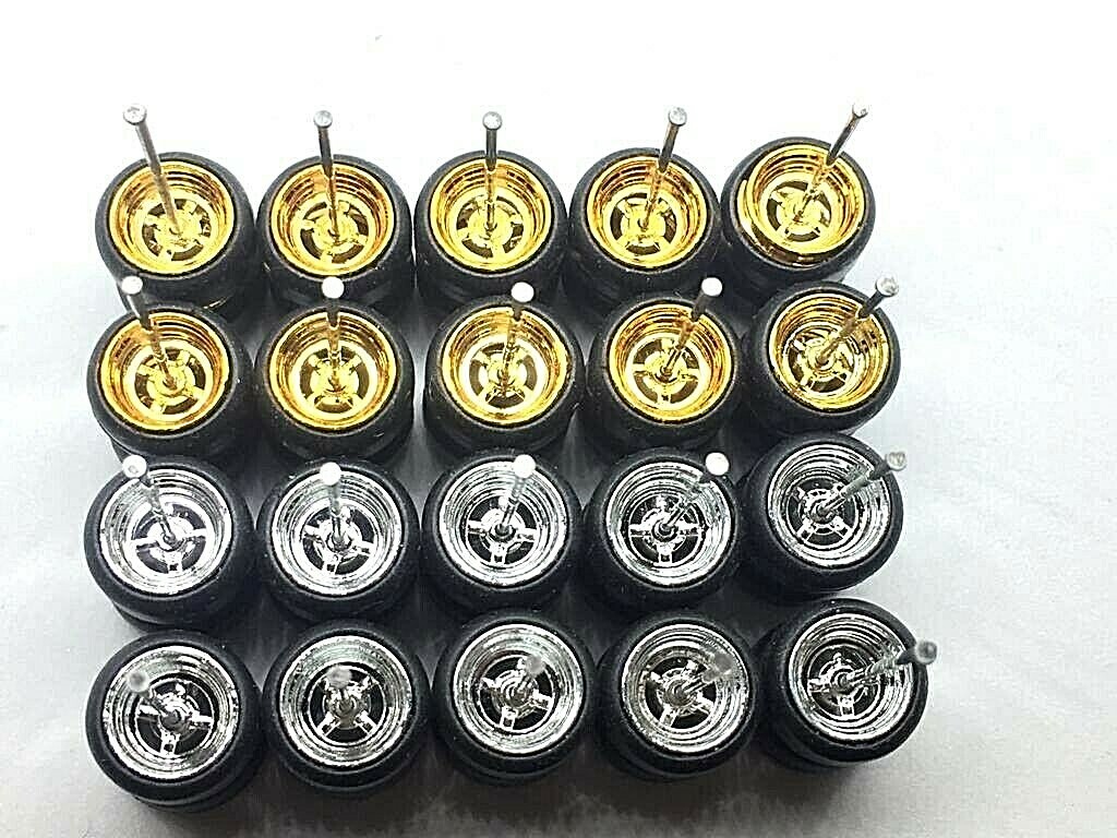 4 Spoke Donuts Rubber Tire 10 set (Gold+Chrome) 10mm 1:64