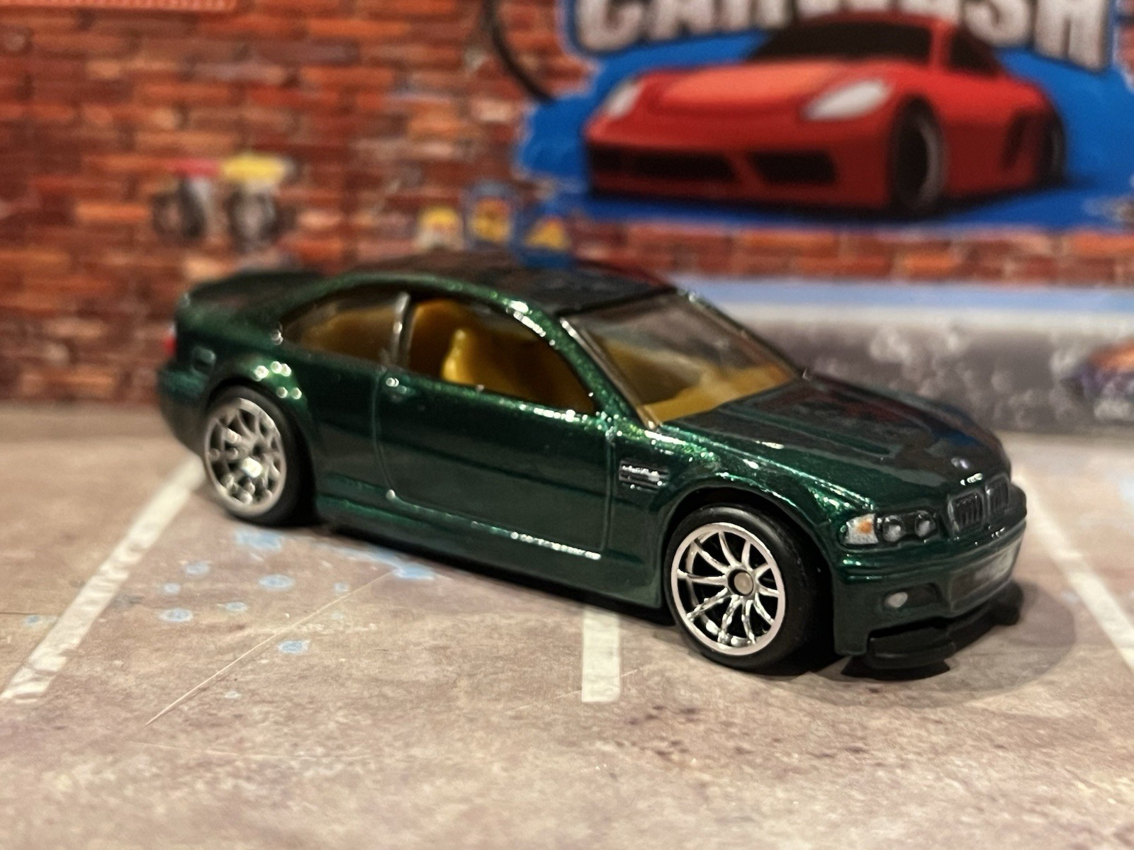 Hot Wheels BMW M3 E46 Green Power Trip Silver 10 Spoke Wheel Swap