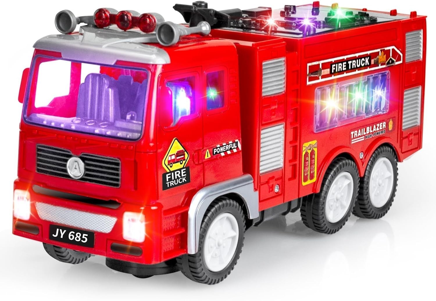 Large Fire Truck Toy for Toddlers 3-5 4D Lights & Siren | Bump & Go Action Gift