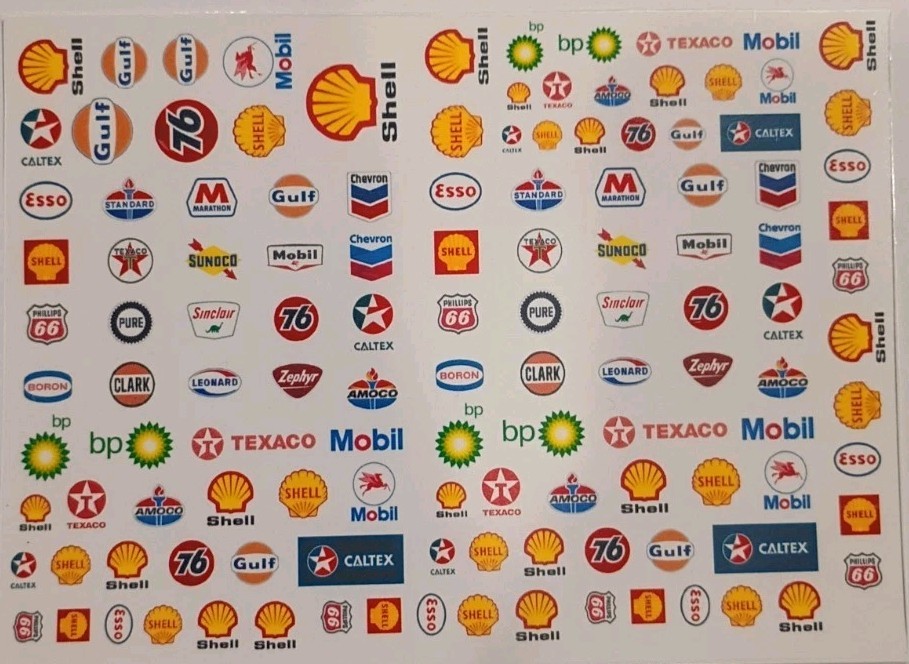 GAS !! CLEAR WATER-SLIDE DECALS FOR HOT WHEELS 1:64 scale made in USA!