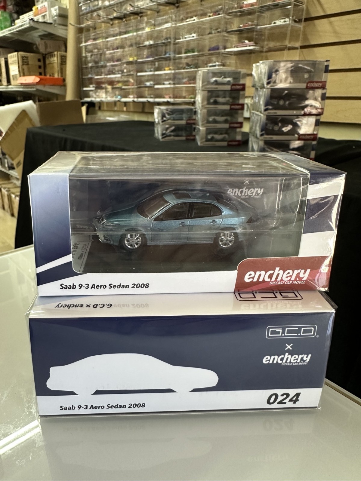 2008 SAAB 9-3 AERO SEDAN BLUE 1/64 SCALE DIECAST CAR MODEL BY GCD ENCHERY