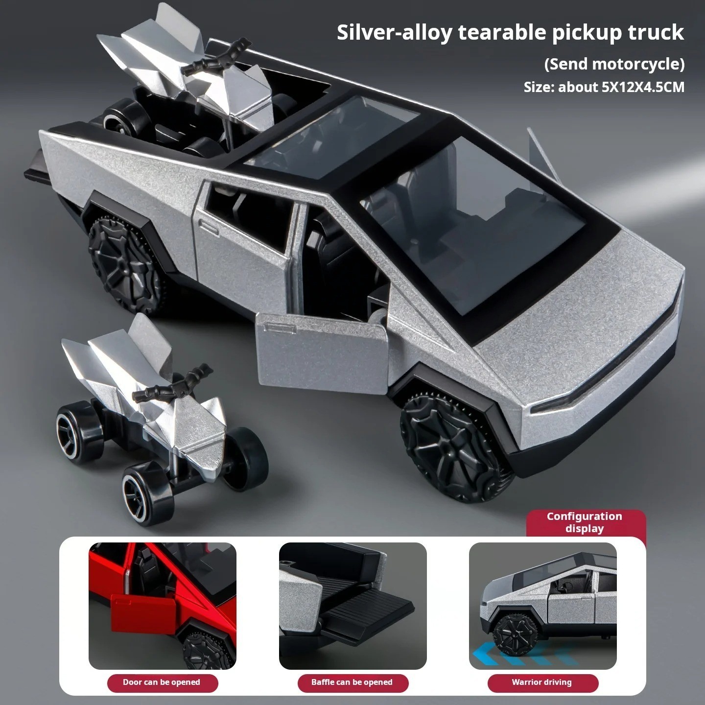 1:36 Cybertruck Toys Off Road Vehicle Die Cast Model Car Beach Motorcycle