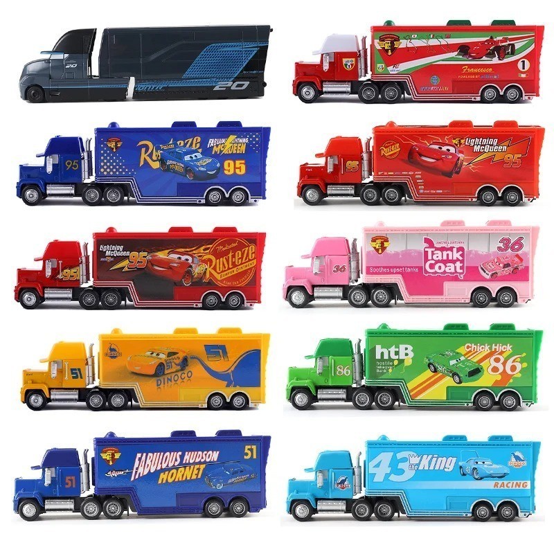 Disney Pixar Cars Mack Truck & Lightning McQueen Diecast Metal 2-Pack Toy Set
