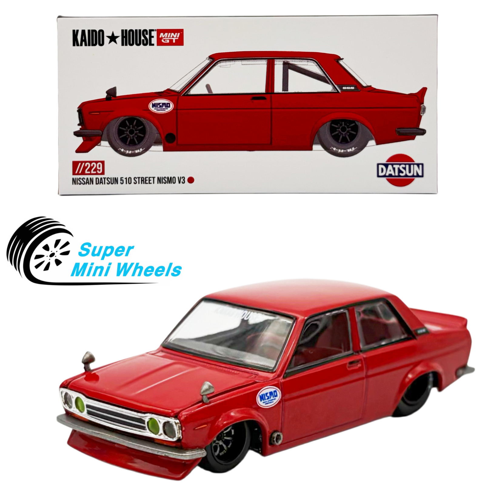 Kaido House x Mini GT 1:64 Datsun 510 Street Nismo V3 – Red #229