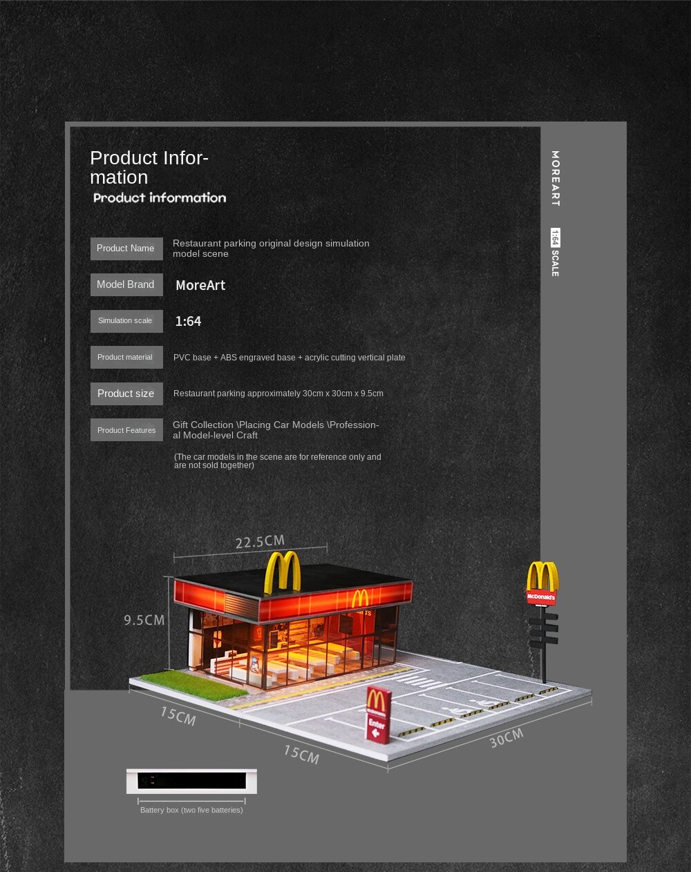 1/64 Diorama Diecast Car Garage Model City LED Street Building Repair Scene Gift