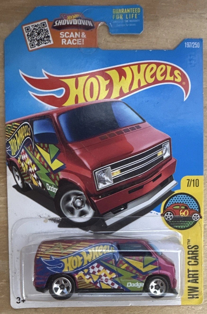 Hot Wheels Custom ’77 Dodge Van Red Multicolor HW Art Cars 1:64 Diecast