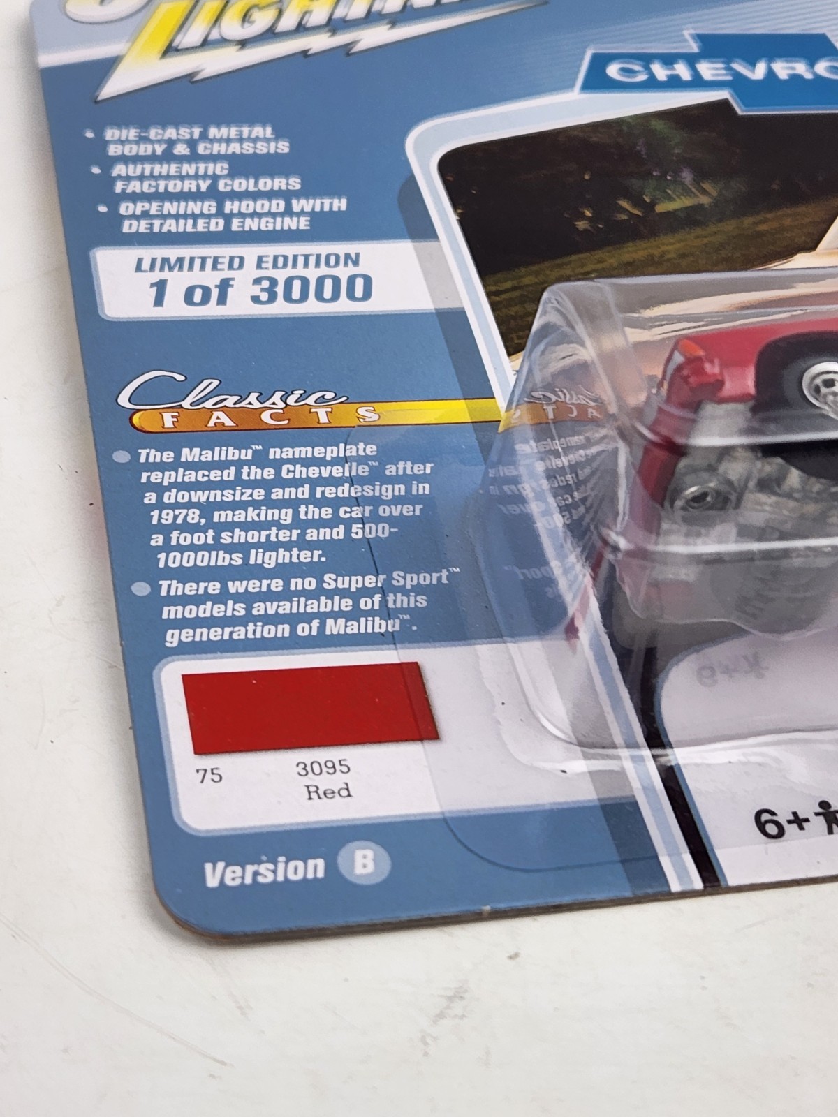 Johnny Lightning 1979 Chevy Malibu Red Classic Gold DieCast Car Ltd 1/3000