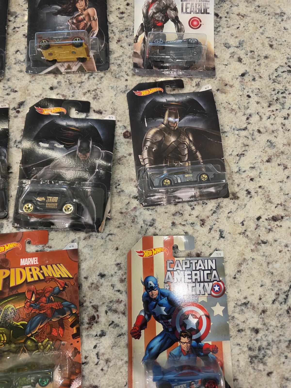 Hot Wheels DC Marvel Character Cars Lot of 18 Batman Superman Spider-Man Justice