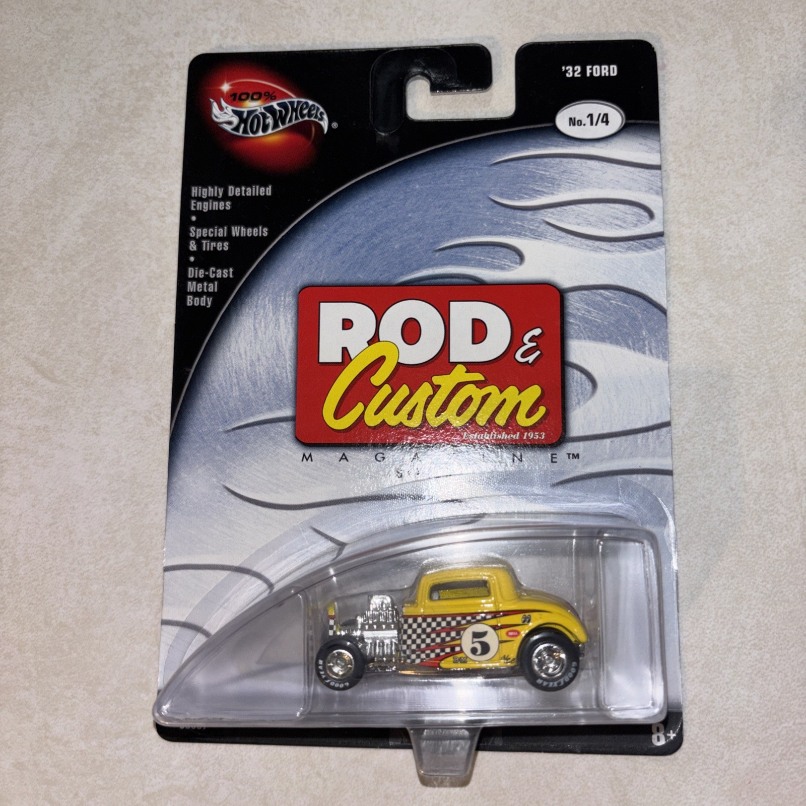 2002 100% Hot Wheels Rod & Custom Series 32 FORD Yellow