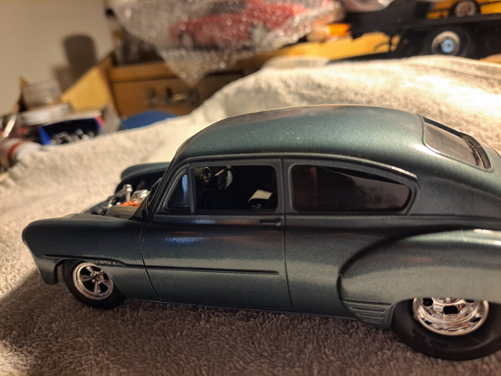 Green Custom Coupe Model Car w/ Exposed Engine, Used