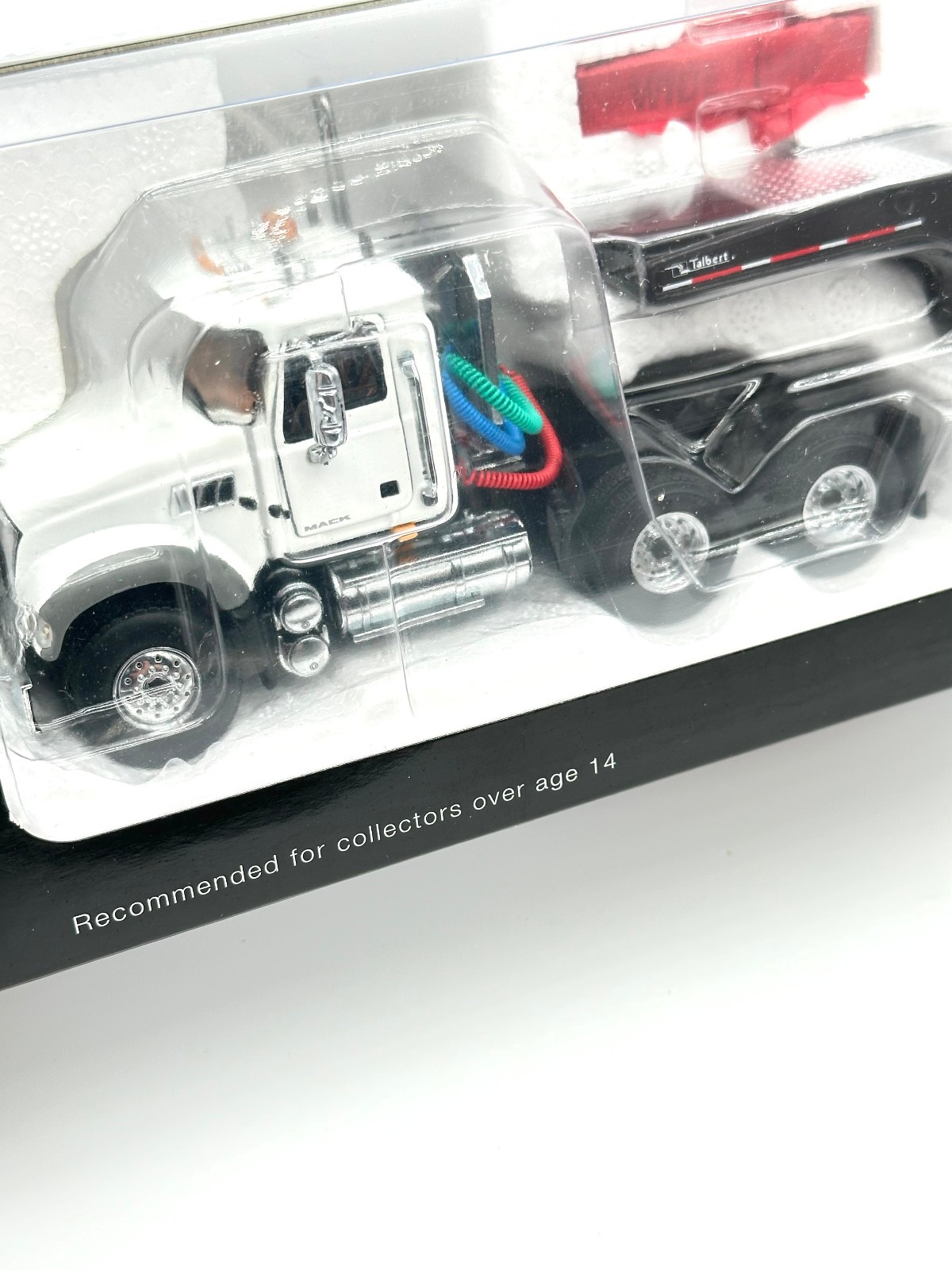 White & Black Mack Granite MP Truck w/Tri Axle Lowboy By First Gear 1/50th Scale