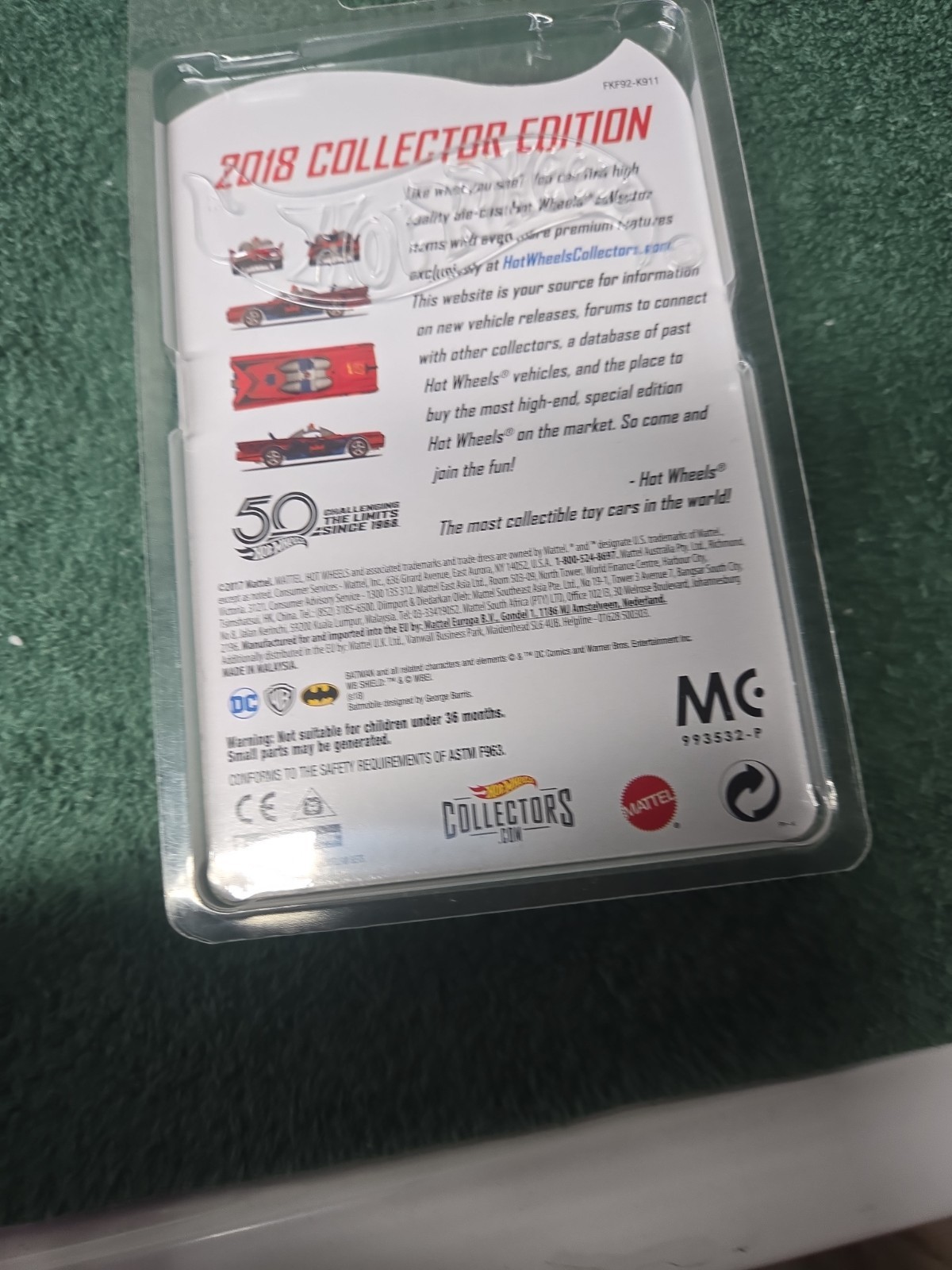 1)Hot wheels 50th Anniversary Mail-in Collector…TV Series Batmobile…Unopened