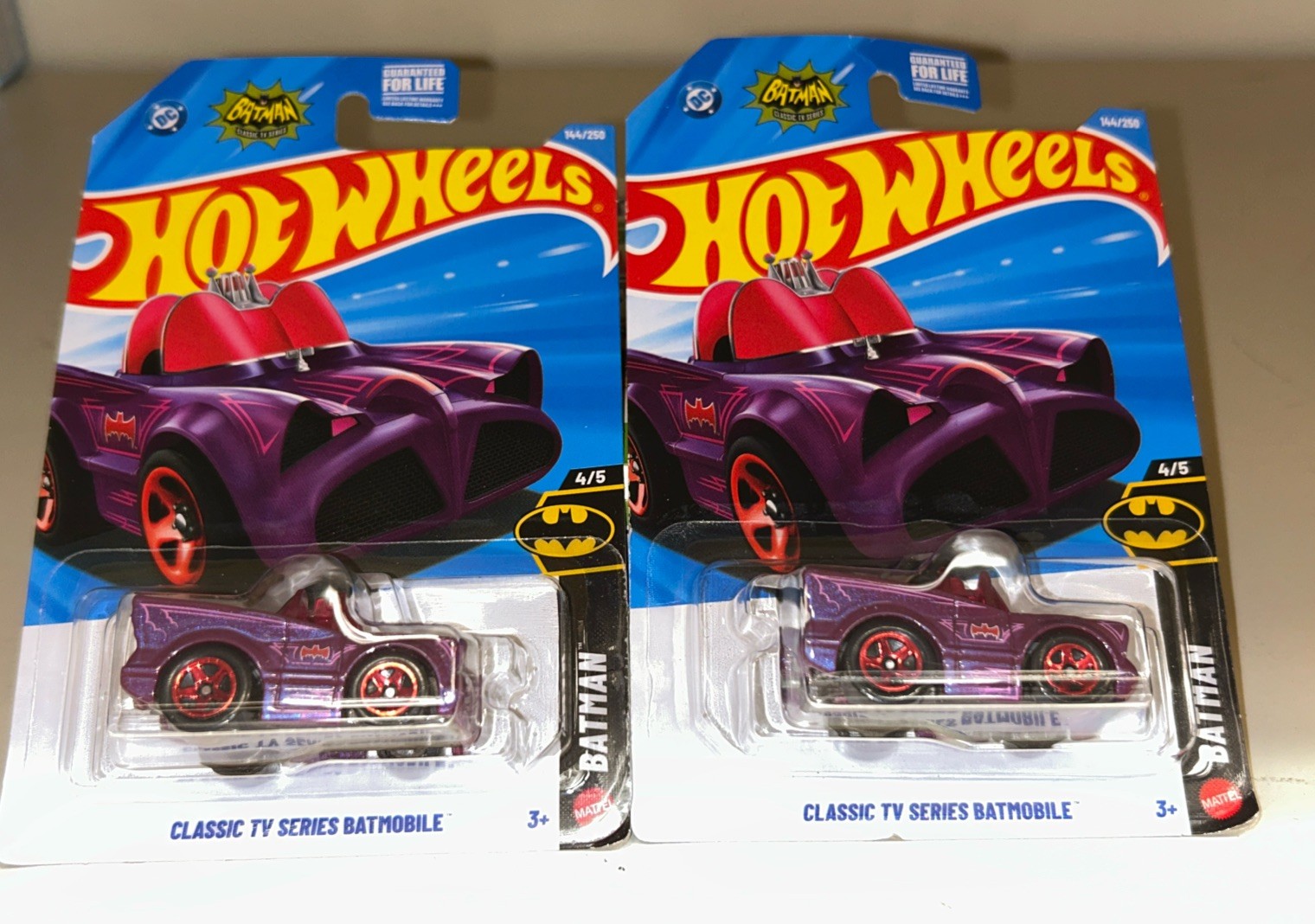 (2)Hot Wheels #144 Batman 4/5 Tooned CLASSIC TV SERIES BATMOBILE PURPLE