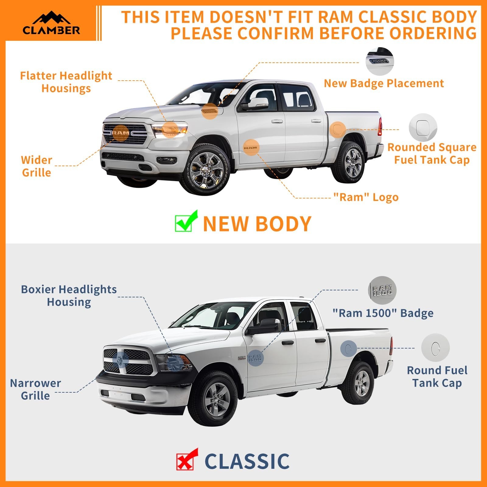 CLAMBER Running Boards for 2019-2026 Dodge Ram 1500 Crew Cab New Body Style (…