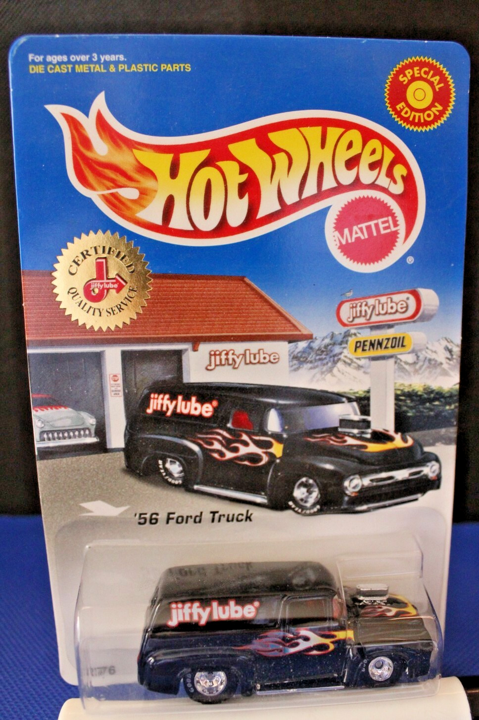 Hot Wheels BLACK 1956 FORD PANEL TRUCK SPECIAL EDITION JIFFY LUBE from 1999 HTF
