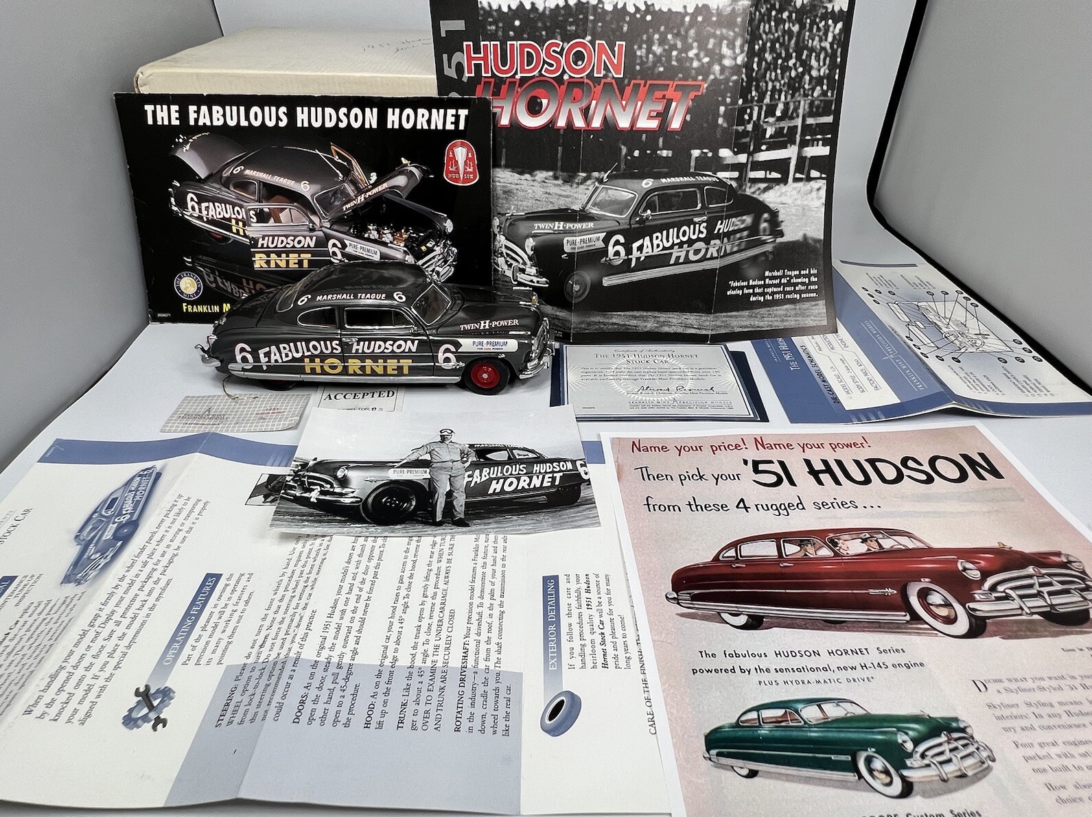Franklin Mint 1951 Hudson Hornet Coupe #6 Stock Car Gray 1:24 – RARE Papers