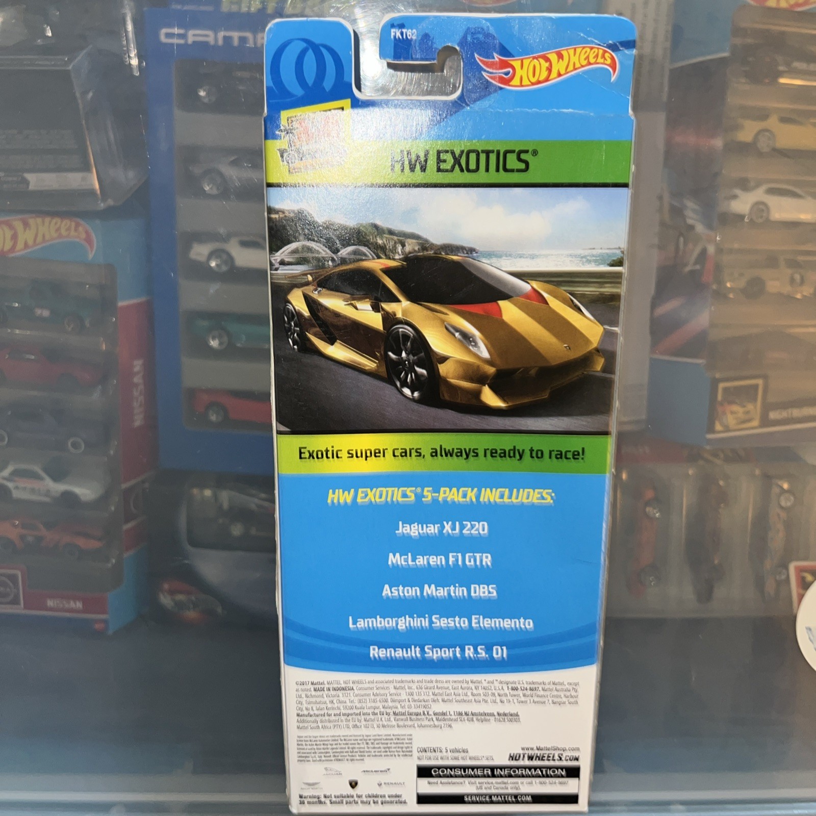 Hot Wheels HW Exotics 1:64 Diecast 5-Pack Jaguar McLaren Aston Lamborghini