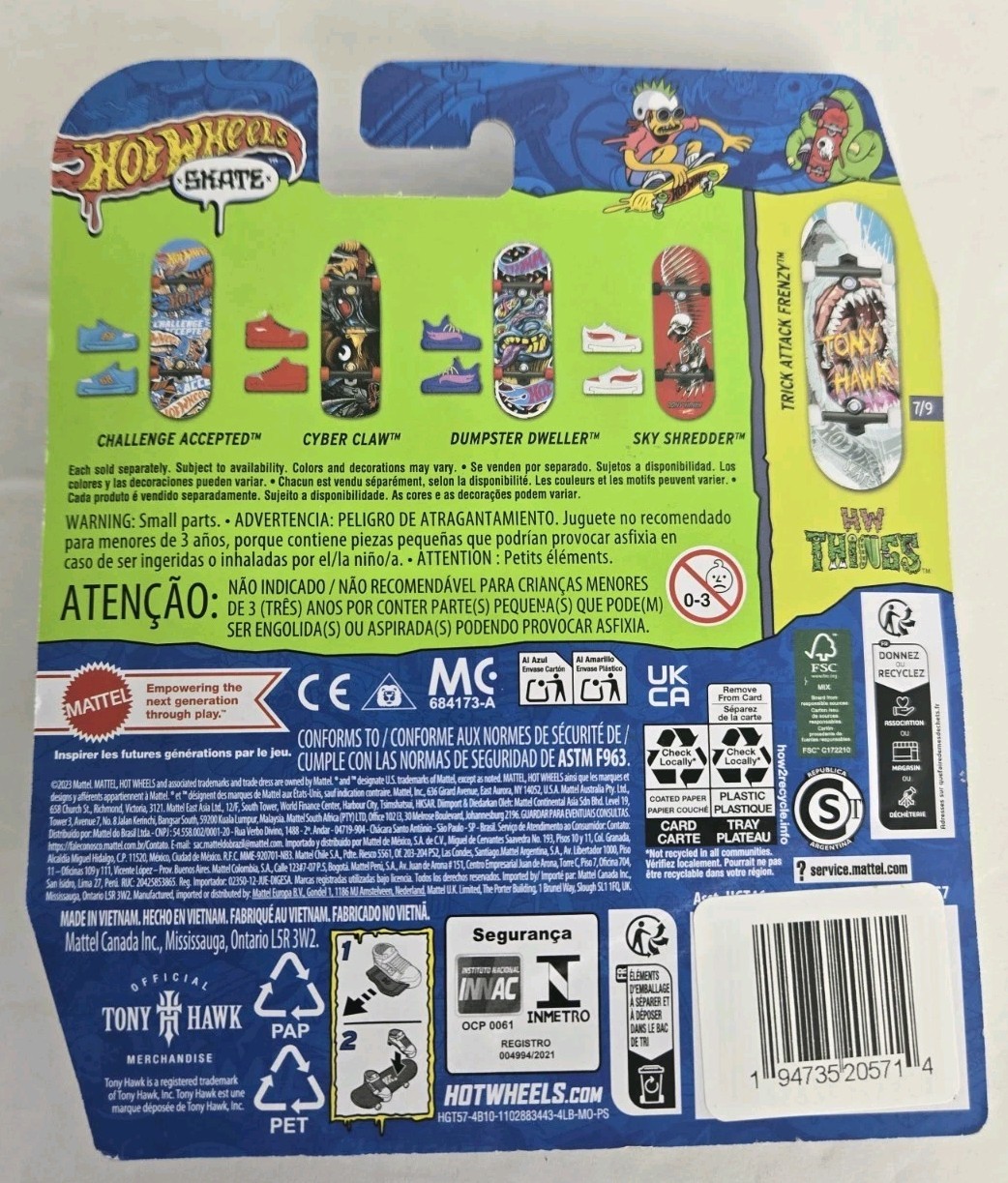 Hot Wheels Skate Tony Hawk Trick Attack Frenzy Rare Fingerboard Skateboard 2023