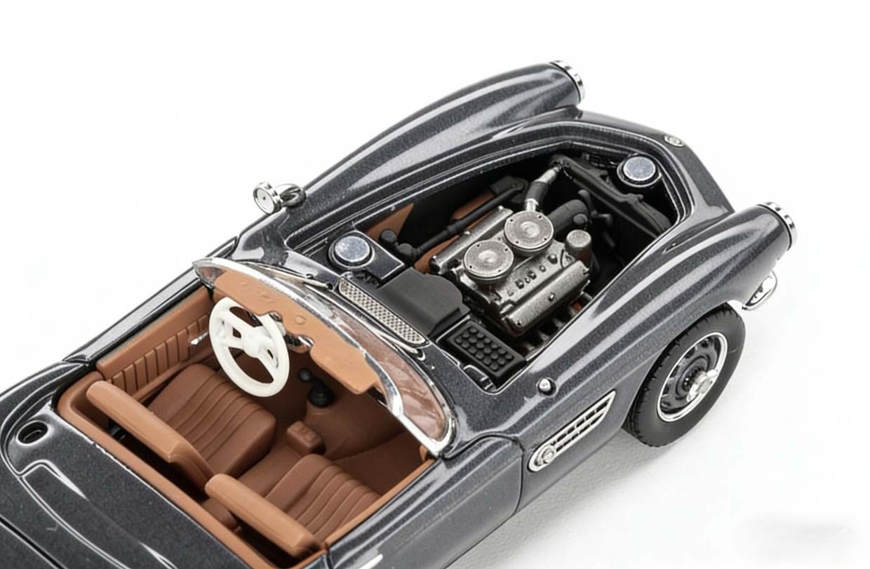 GFCC 1:64 Gray 1957 507 Hard Top Classic Sports Model Diecast Metal Car
