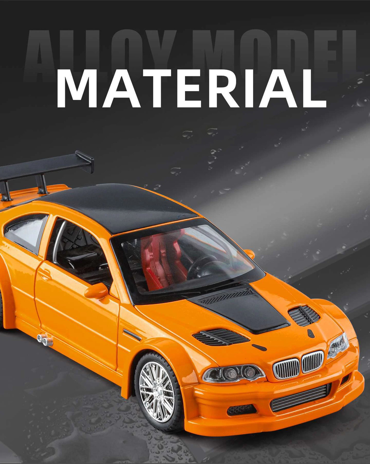 1:24 BMW M3 GTR E46 Muscle Model Car Sound Light Collectible gift