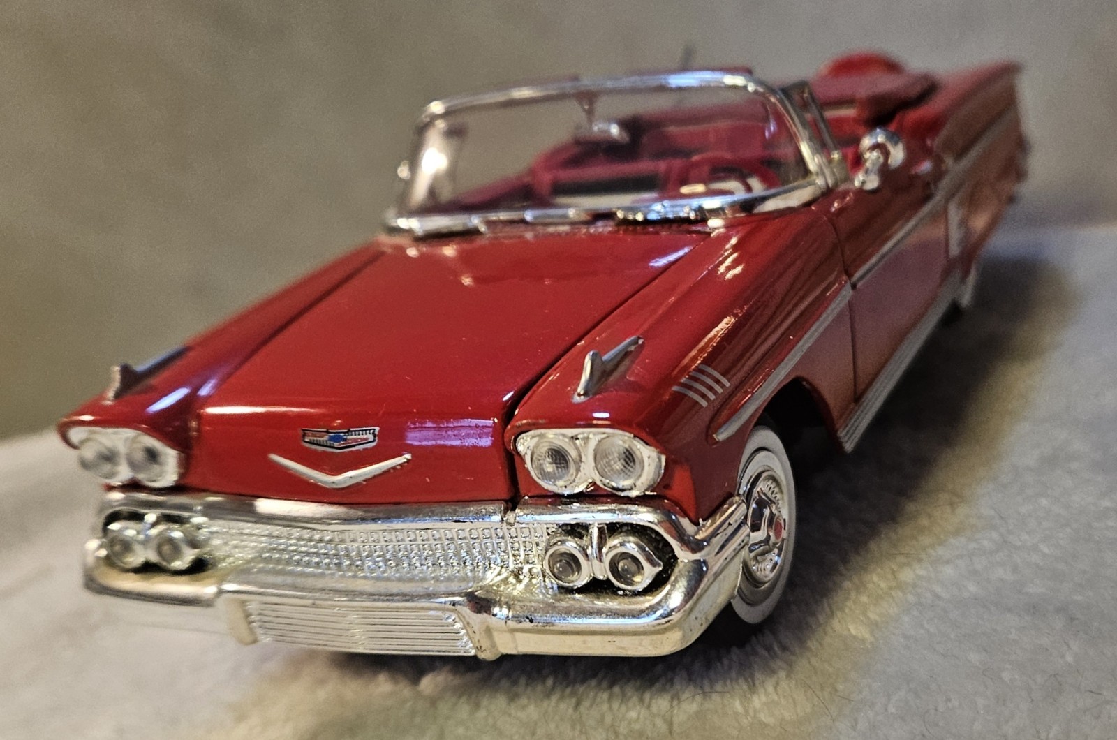 1958 Chevy Impala Convertible 1:24 Red NO BOX Diecast Vintage Car