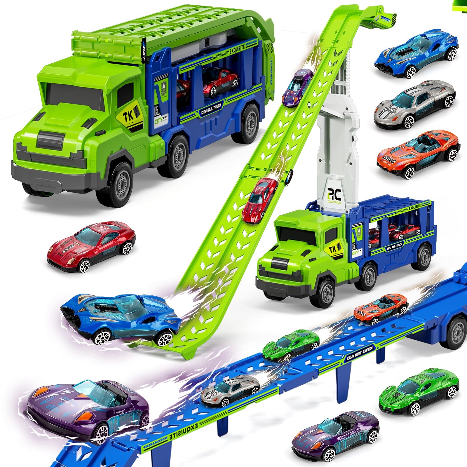 Truck Car Toys for 3, 4, 5, 6 Years Old Boys Girls, 3 in 1 Carrier Truck with…