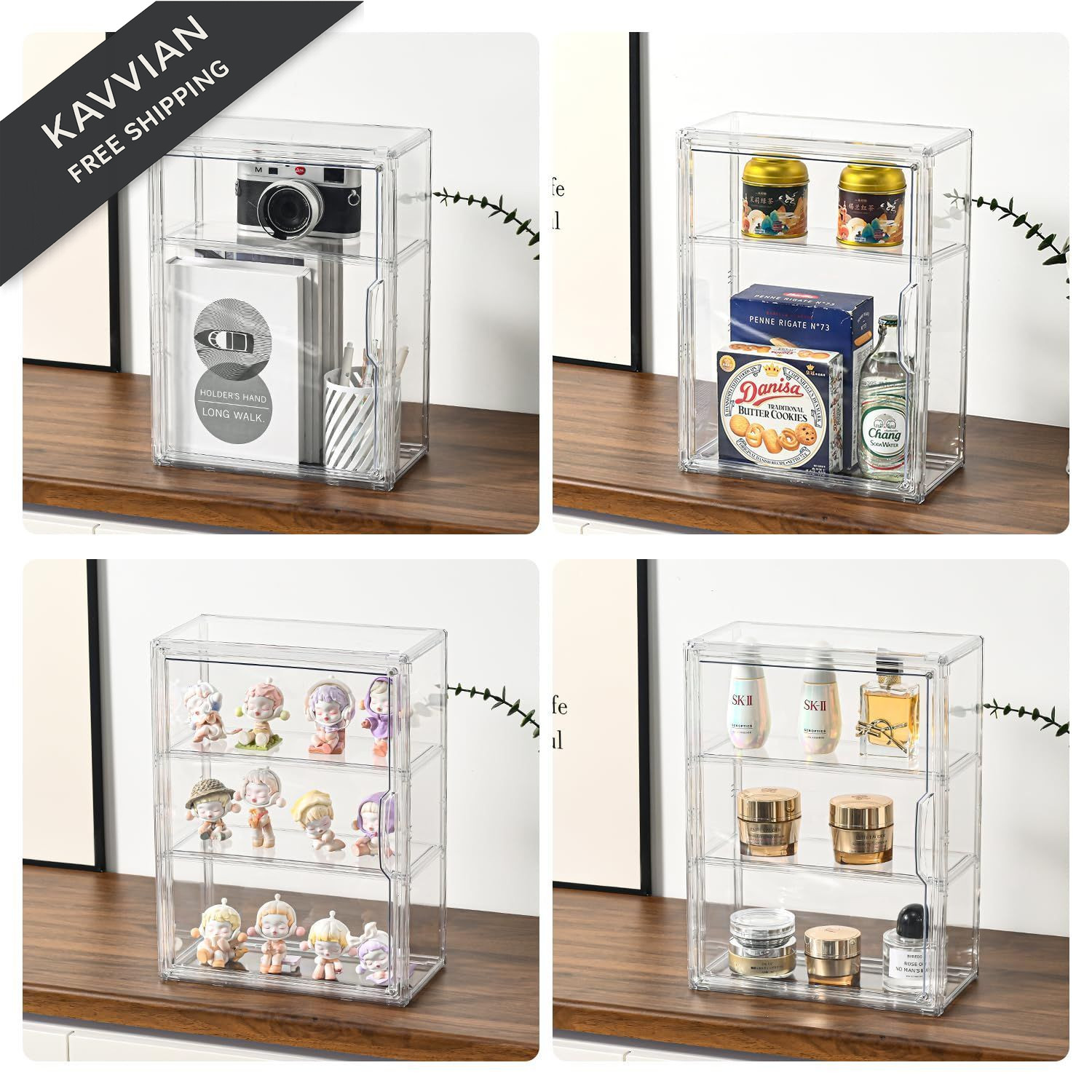3 Tier Display Case for Collectibles,Clear Box Large 1 Pack, Clear